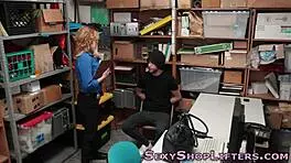 Busty amateur takes cum and gets caught