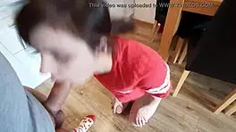 Young Wife Blows Neighbor And Takes Facial