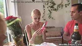 An 18 year old European girl gets a sex toy from her daddy on her birthday
