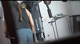 My young latina neighbor does incredible things in lingerie while exercising, spied through the window