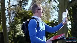 redhead teen bounces big ass on new student's cock 😏