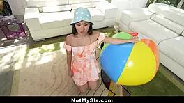 perv stepbro convinces tiny stepsister kimmy kimm to play with his big balls