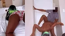 Big tit black teen fucked by step dad