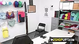 Skinny shoplifter with tight ass respects big fat cock at work