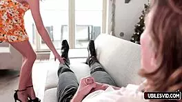Big breasted 18 year old teen Rika Fane helps stepdad touch her beautiful asshole with deep throat and cowgirl