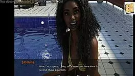 College girls Jasmine and Jamie take turns teasing with sexual appeal at the pool