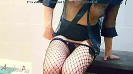 feeling ecstatic as vibrator brings shaved pussy to intense orgasm with anal plug