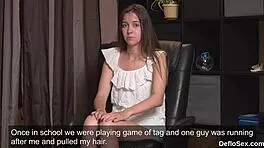 Arousing Kitten Fingers Tight Twat Until She Climaxes