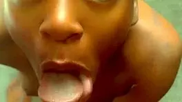 A young ebony girl loves to suck the d**k