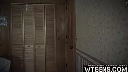 Blonde Teen's Shaved Pussy Banged From Behind