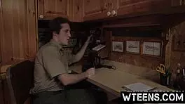 Blonde Teen's Shaved Pussy Banged From Behind