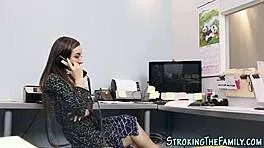 Little teen stepdaughter chats with stepdad