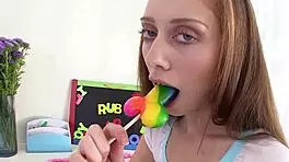 ruby red swallows cum after huge cock blowjob