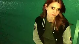 redhead girl sucked in stairwell while parents home, horny monster cock