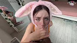 Hungry Bunny Gets Deep Sucking Big Dick And Eating Cum To Satisfy