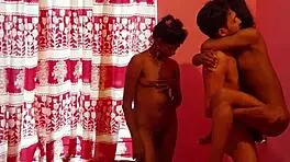 Hanif and Mst Sumona with Popy Khatun in homemade doggystyle threesome