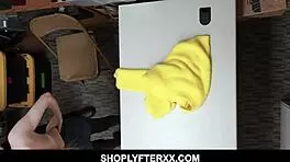 blonde busty teen shoplyfter riding big dick for stealing