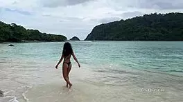 Sex on the sand and then in bed followed by a sexy face wash