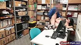 18-year-old brunette gets caught shoplifting and punished by security guard