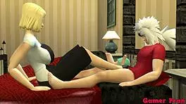 bulma and number 17 fuck jiraiya in hard anal trio