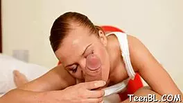 Teen 18+ brunette sucks shaved pecker!