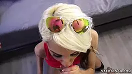 Twins Give Blowjob, Blonde Teen Stretched Anal!