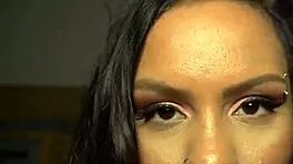 Tattooed Latina sissy Evelyn Baurquex sucks a big cock after dancing close with a lucky man