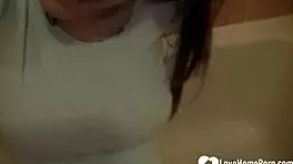 Brunette Rips Clothes in Naughty Striptease and Masturbates on Camera