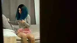 Hiding in closet prank on step-sister turns into masturbation watch