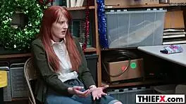 Octopussy is a 5’4” XXIII-year-old natural redhead Krystal Orchid who not only steals from her workplace but also performs hardcore sex on camera