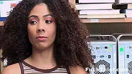 Ebony teen caught with five finger discount