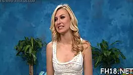 In real massage parlor, teen gets oiled and fucked hard