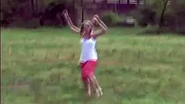 Teen Babe Flashes Panties Outside