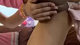 Teen with small chest porn masturbating with a vibrator and used panties to orgasm