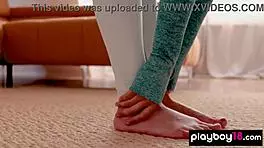 Chloe Rose, a thin Asian yoga beginner, removes her small and shaped boobs and privates