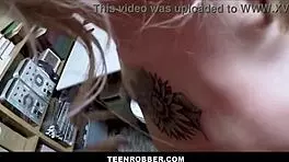 petite blonde shoplifter avoids cops with striptease - kiara cole