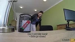 loan4k babe craves a motorcycle, bank clerk offers help 😈