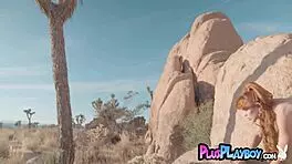 Redhead teen Sadie's hot body rocks and perfect ass babe showed it outdoor.