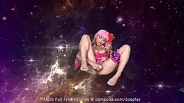 Teen Cosplays Scathach, Clothes Ripped, Pussy Dripping From Wild Masturbation