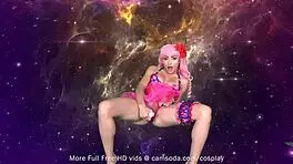 Teen Cosplays Scathach, Clothes Ripped, Pussy Dripping From Wild Masturbation