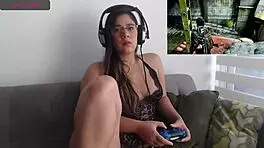 Sexy latina playing video game