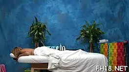 Erotic Massage With Oiled Teen Blowjob