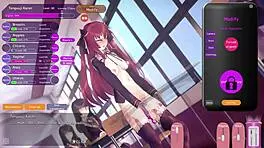 High School anime girl is under hypnosis in an 18+ hentai video game