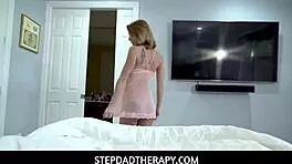 POV scene, where stepdad and stepdaughter are having sex between sauna visits