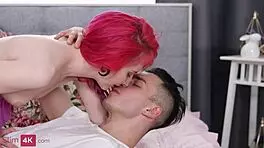 A young man is a sensual one, who begins to make love with a slender lady