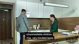 Director got wild fuckin’ that naughty teacher, oops, came on her glasses!