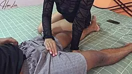A beautiful girl gets intimate with her best friend’s big headed boyfriend