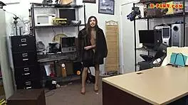 babe in furcoat spied on hidden cam gets pounded by pawn guy