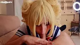 Cute Ririnx in POV Sex Scene with Blowjob, Swallow, and Cosplay as Toga Himiko