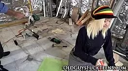 Euro teen sucks senior's cock before fucking for cumshot.